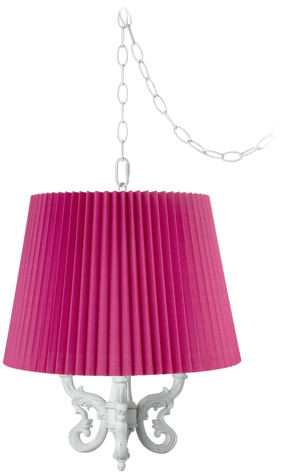 Roco Hot Pink Pleat Shade 17" Wide Mini Swag Chandelier
