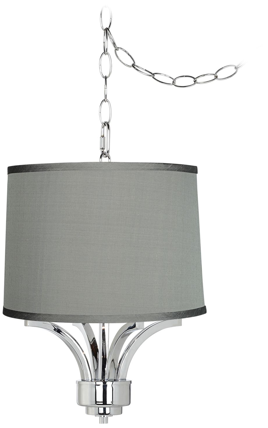 Fortuna Chrome 14" Wide Gray Silk Mini Chandelier
