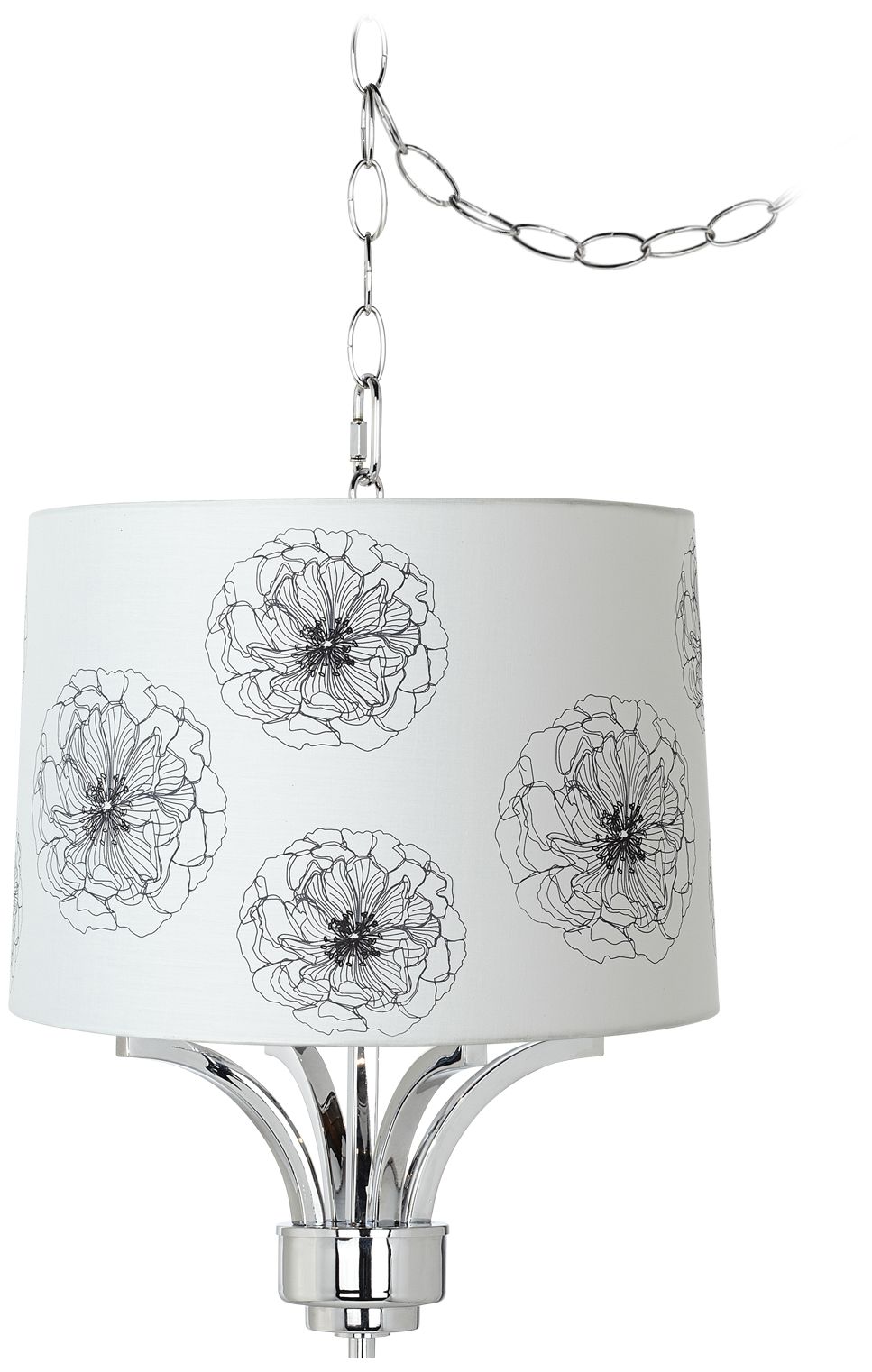 Fortuna Chrome 16" Wide Black Flower Mini Chandelier