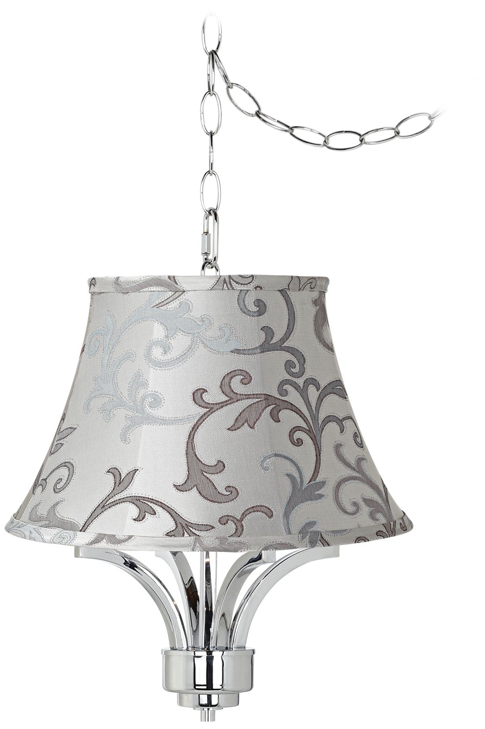 Fortuna Chrome 17" Wide Floral Scroll Mini Chandelier