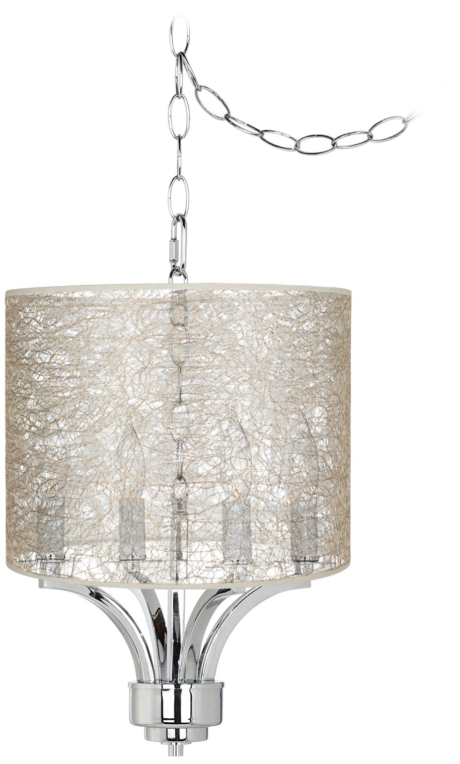 Fortuna Chrome 14" Wide Transparent Fiber Mini Chandelier
