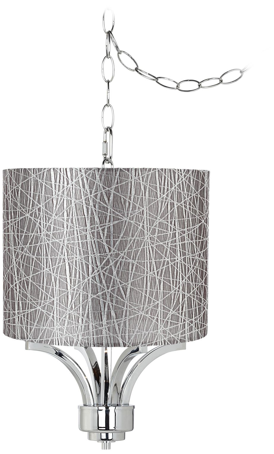 Fortuna Chrome 14" Wide Silver Lines Mini Chandelier