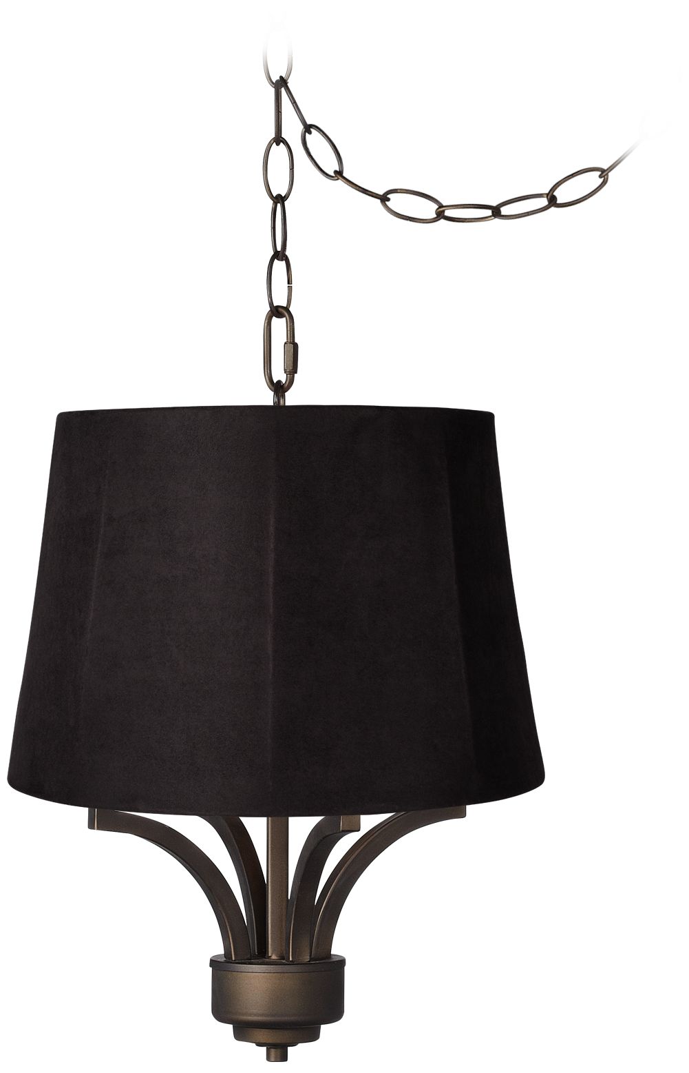 Fortuna Bronze 16" Wide Black Shade Mini Chandelier