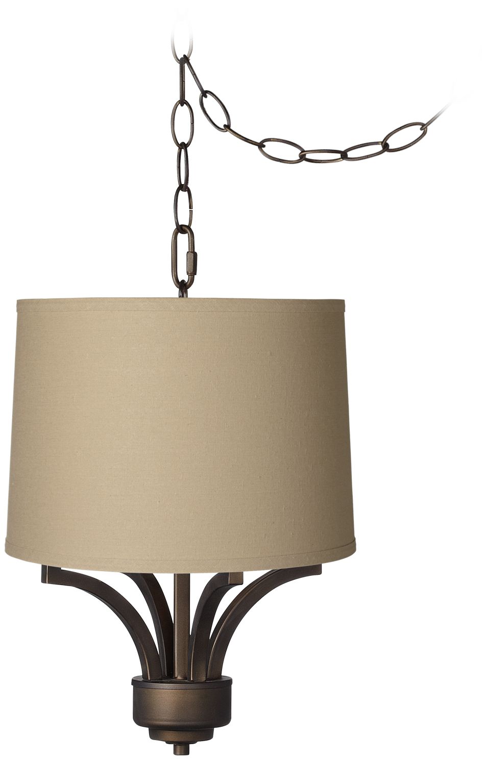 Fortuna Bronze 14" Wide Taupe Linen Mini Chandelier