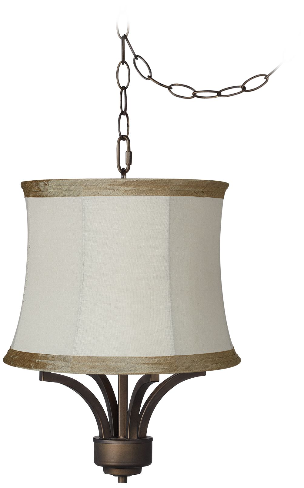 Fortuna Bronze 16" Wide Ivory Linen Mini Chandelier