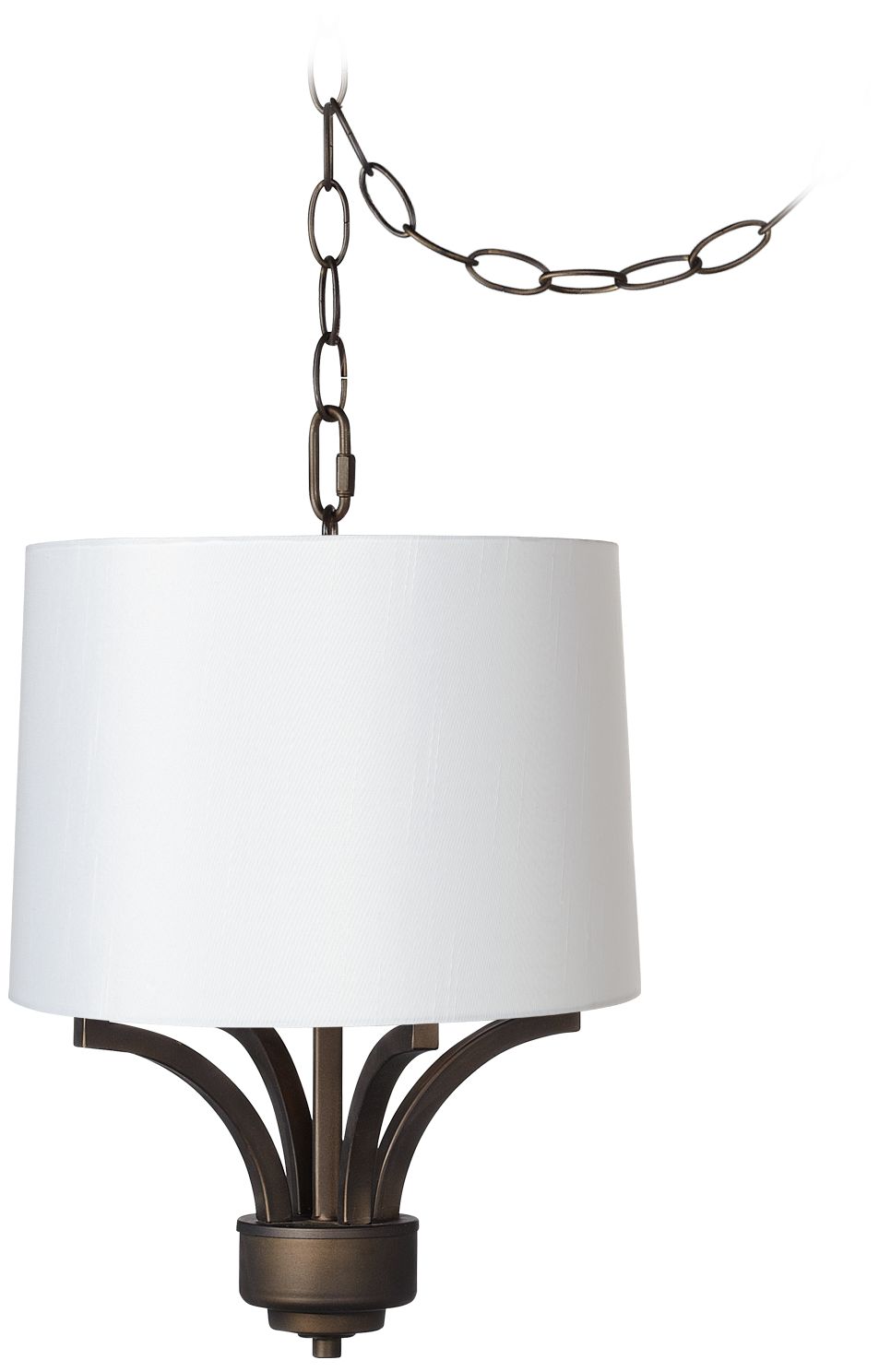 Fortuna Bronze 14" Wide White Shade Mini Chandelier