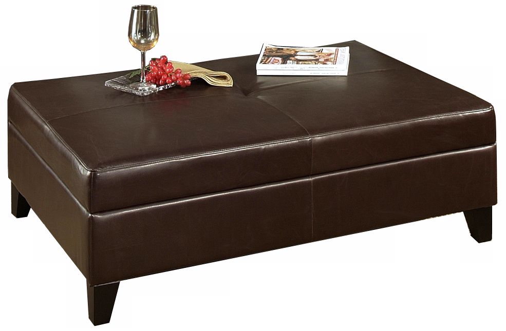 Sunset Leather Storage Flip-Top Ottoman