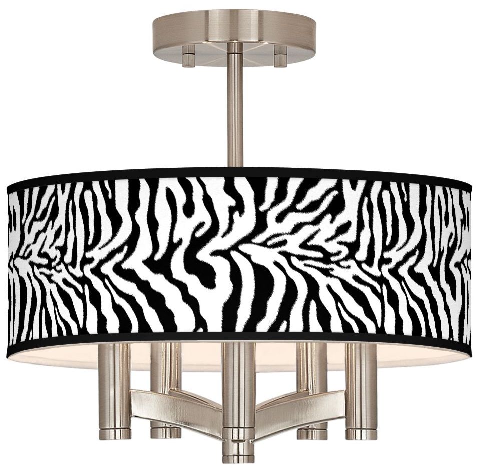 Safari Zebra Ava 5-Light Nickel Ceiling Light