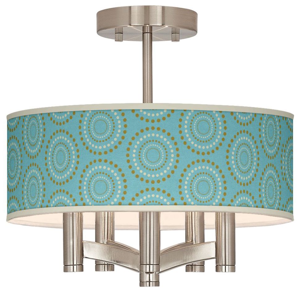 Blue Calliope Linen Ava 5-Light Nickel Ceiling Light