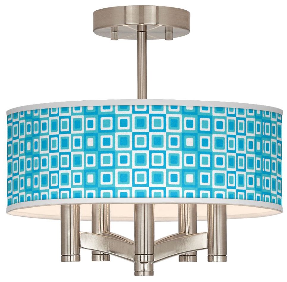 Blue Boxes Linen Ava 5-Light Nickel Ceiling Light