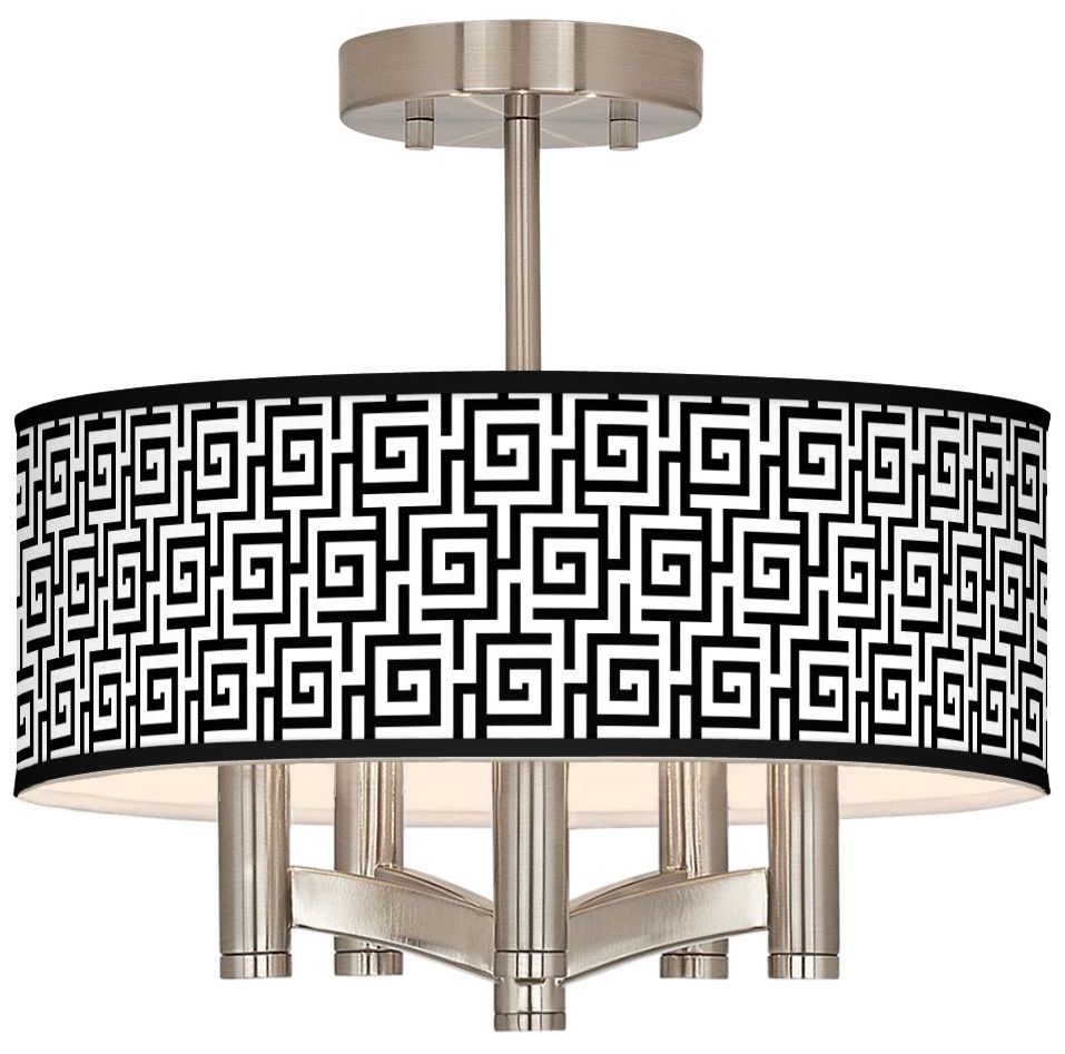 Greek Key Ava 5-Light Nickel Ceiling Light