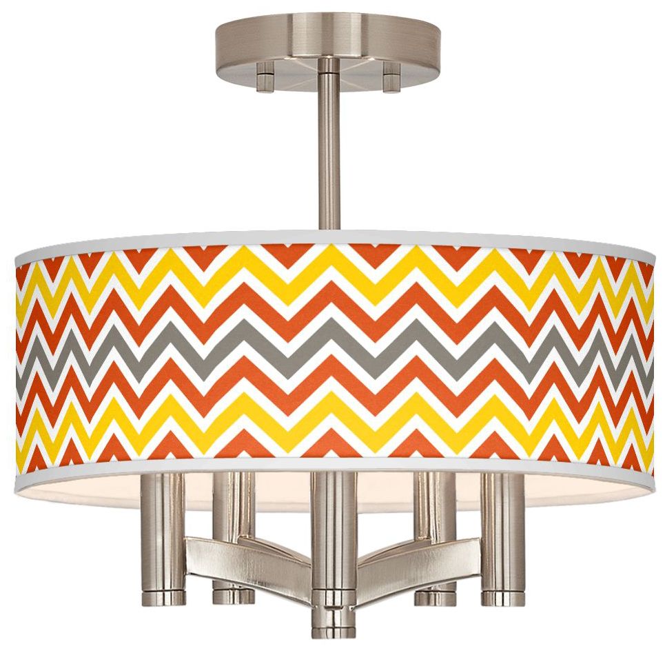 Flame Zig Zag Ava 5-Light Nickel Ceiling Light