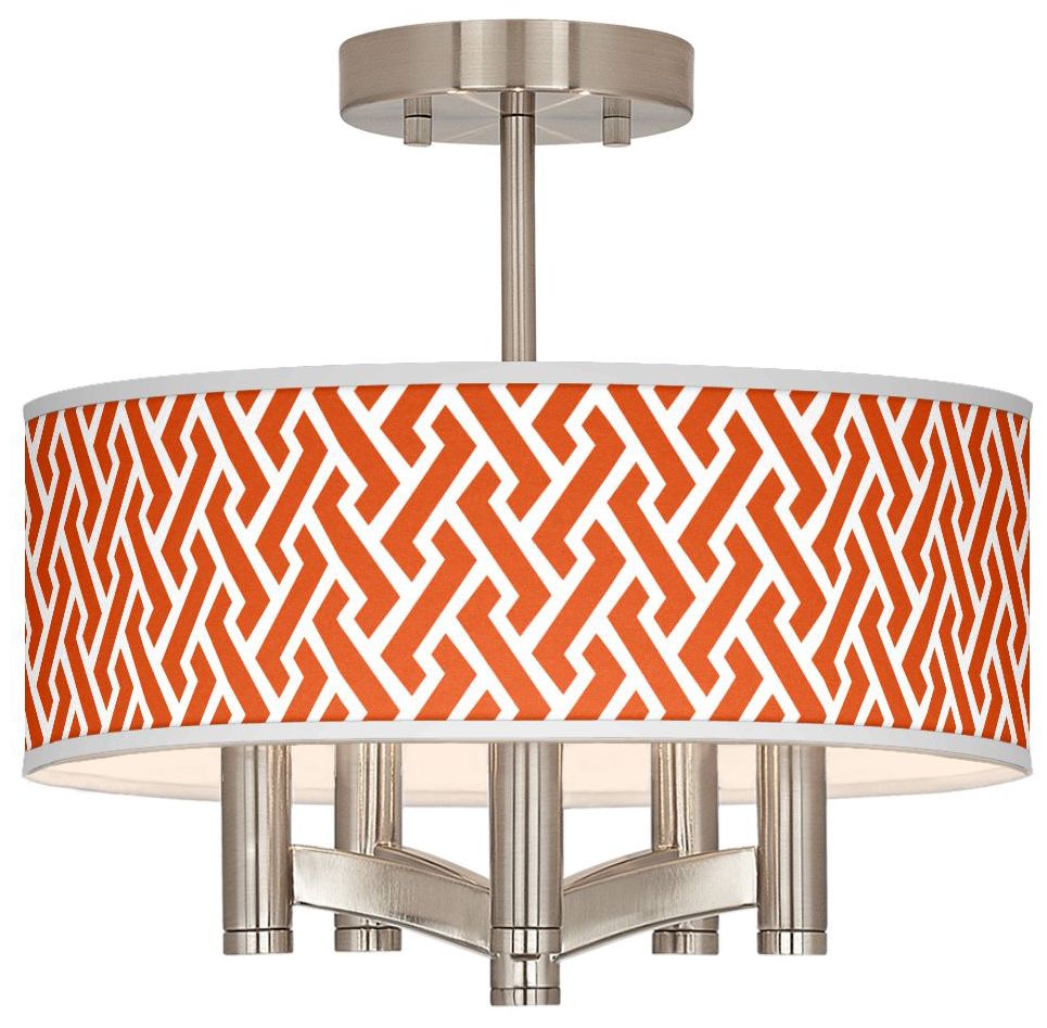 Red Brick Weave Ava 5-Light Nickel Ceiling Light
