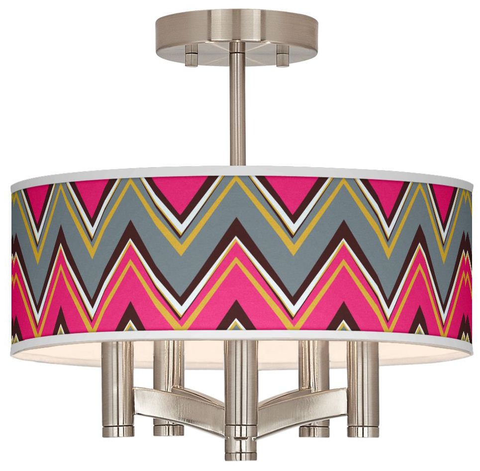 Stacy Garcia Chevron Pride Pink Ava Nickel Ceiling Light