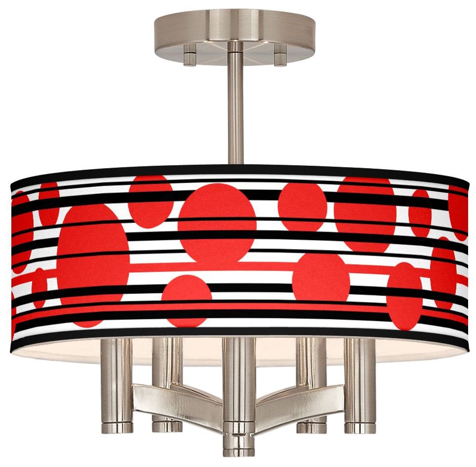 Red Balls Ava 5-Light Nickel Ceiling Light