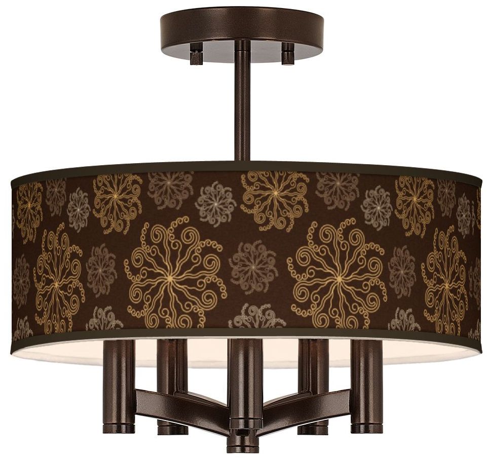 Chocolate Blossom Linen Ava 5-Light Bronze Ceiling Light
