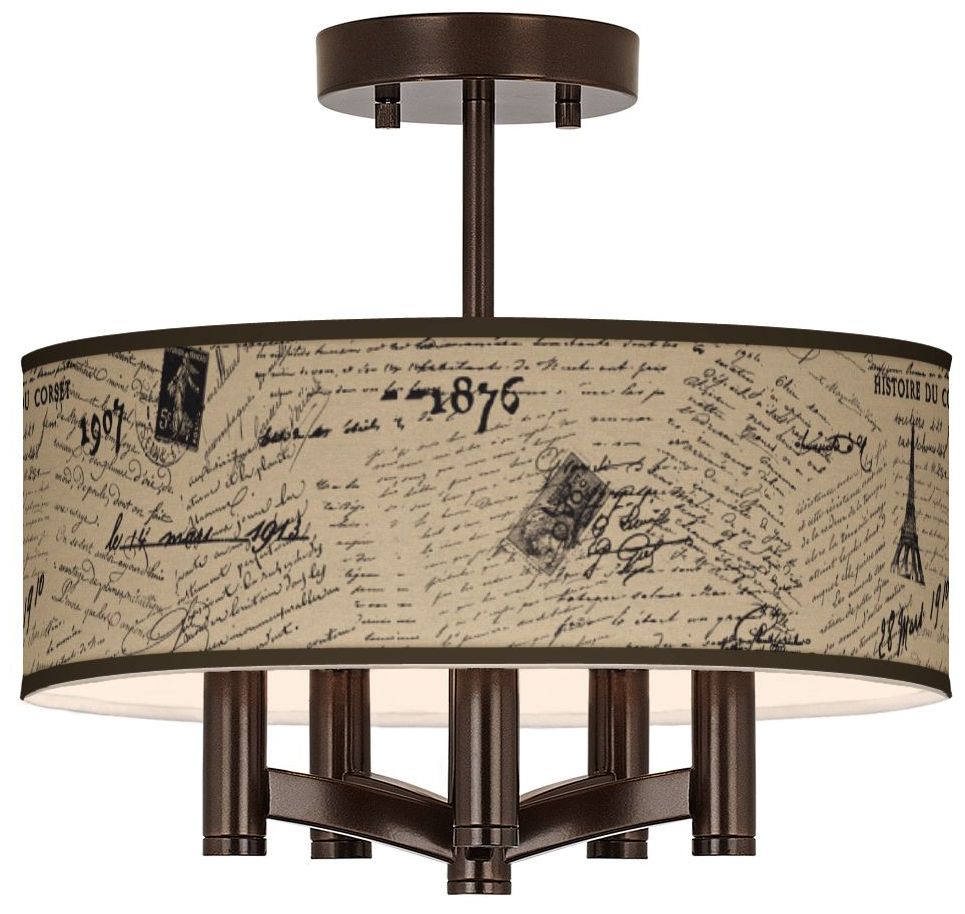 Letters to Paris Linen Ava 5-Light Bronze Ceiling Light