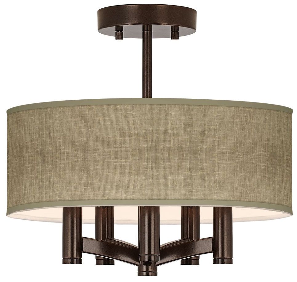 Burlap Print Ava 5-Light Bronze Ceiling Light
