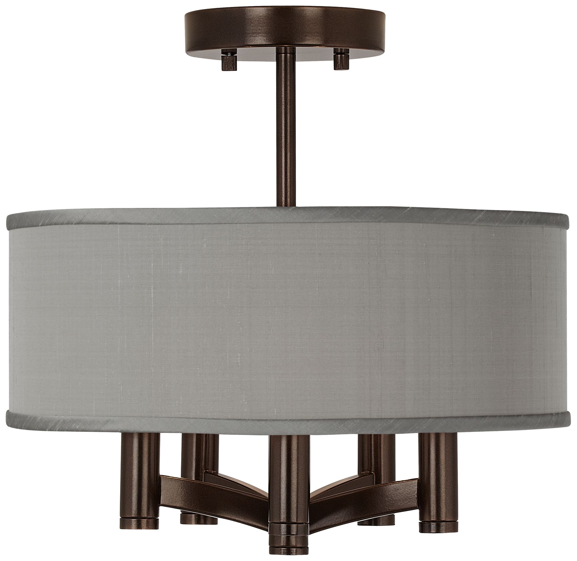Gray Textured Silk Ava 5-Light Bronze Ceiling Light