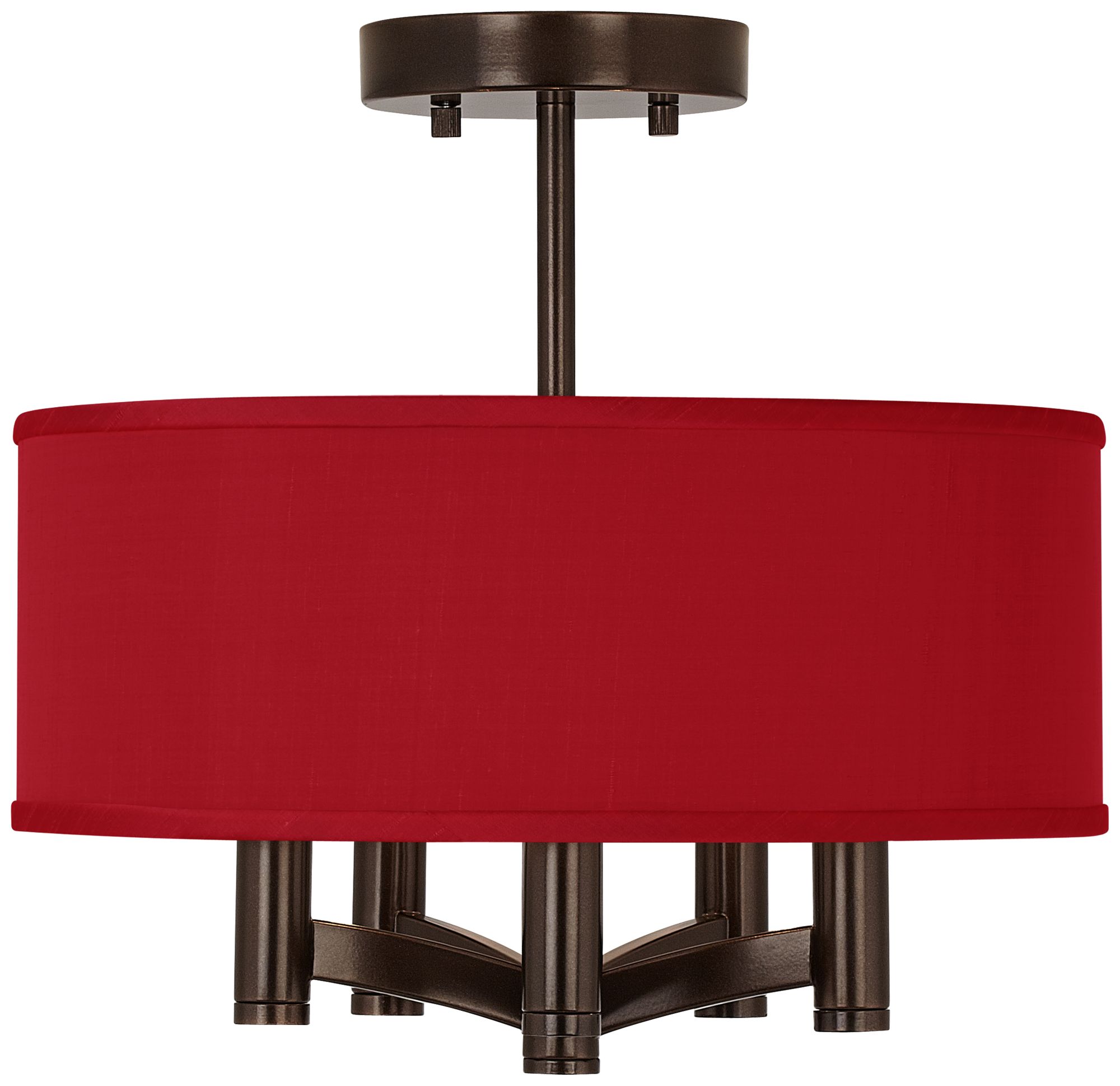 China Red Textured Silk Ava 5-Light Bronze Ceiling Light