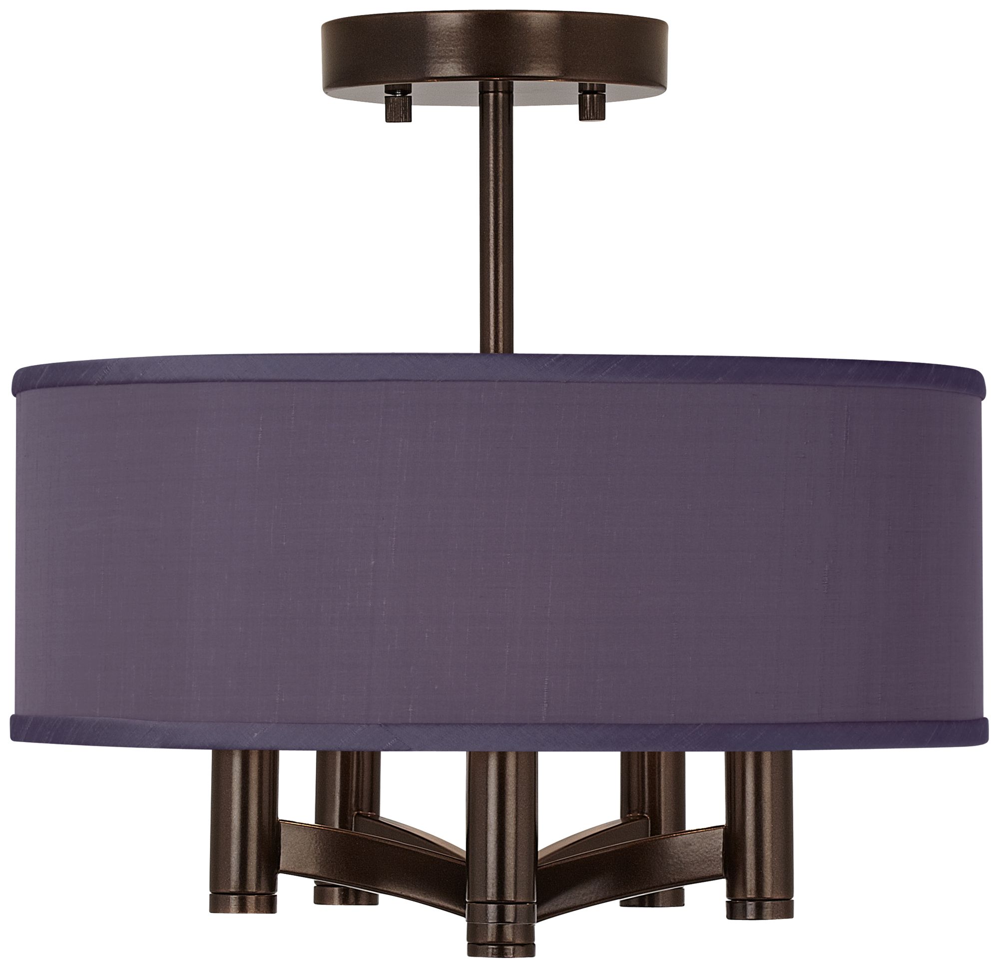 Eggplant Textured Silk Ava 5-Light Bronze Ceiling Light