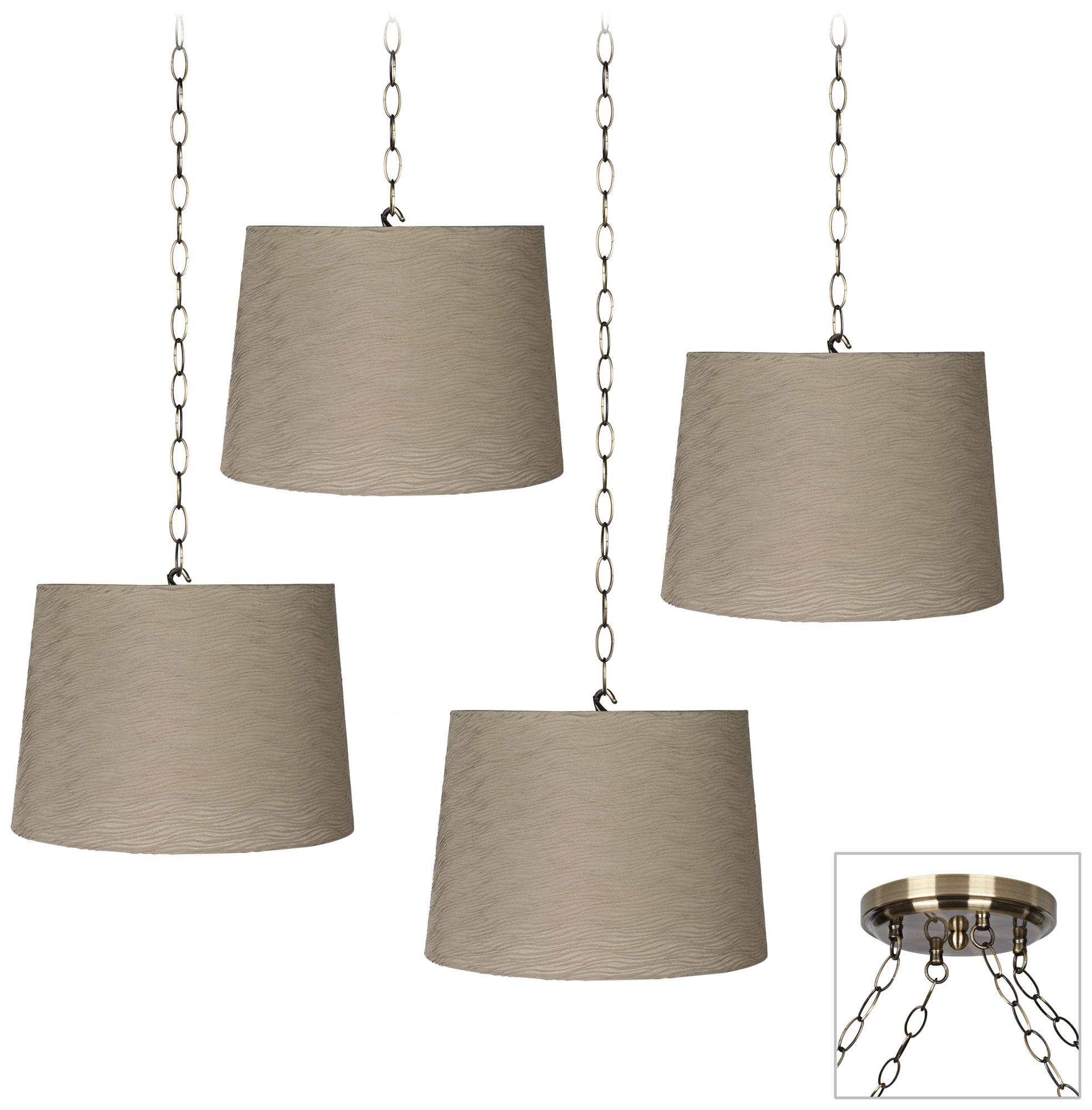 Horizontal Weave 4-Light Antique Brass Swag Chandelier