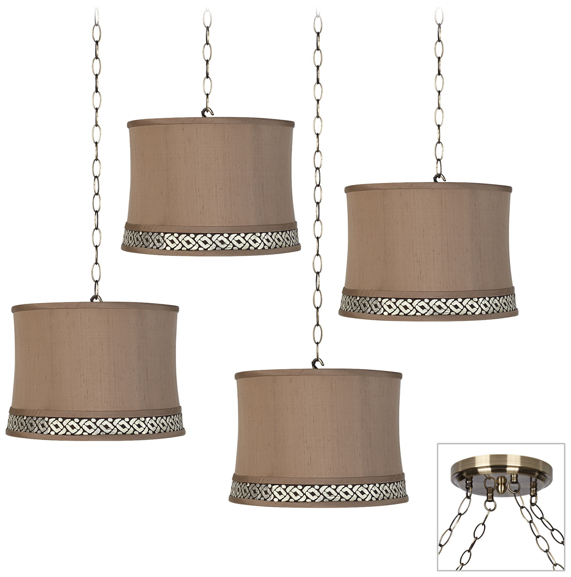 Champagne Gold 4-Light Antique Brass Swag Chandelier