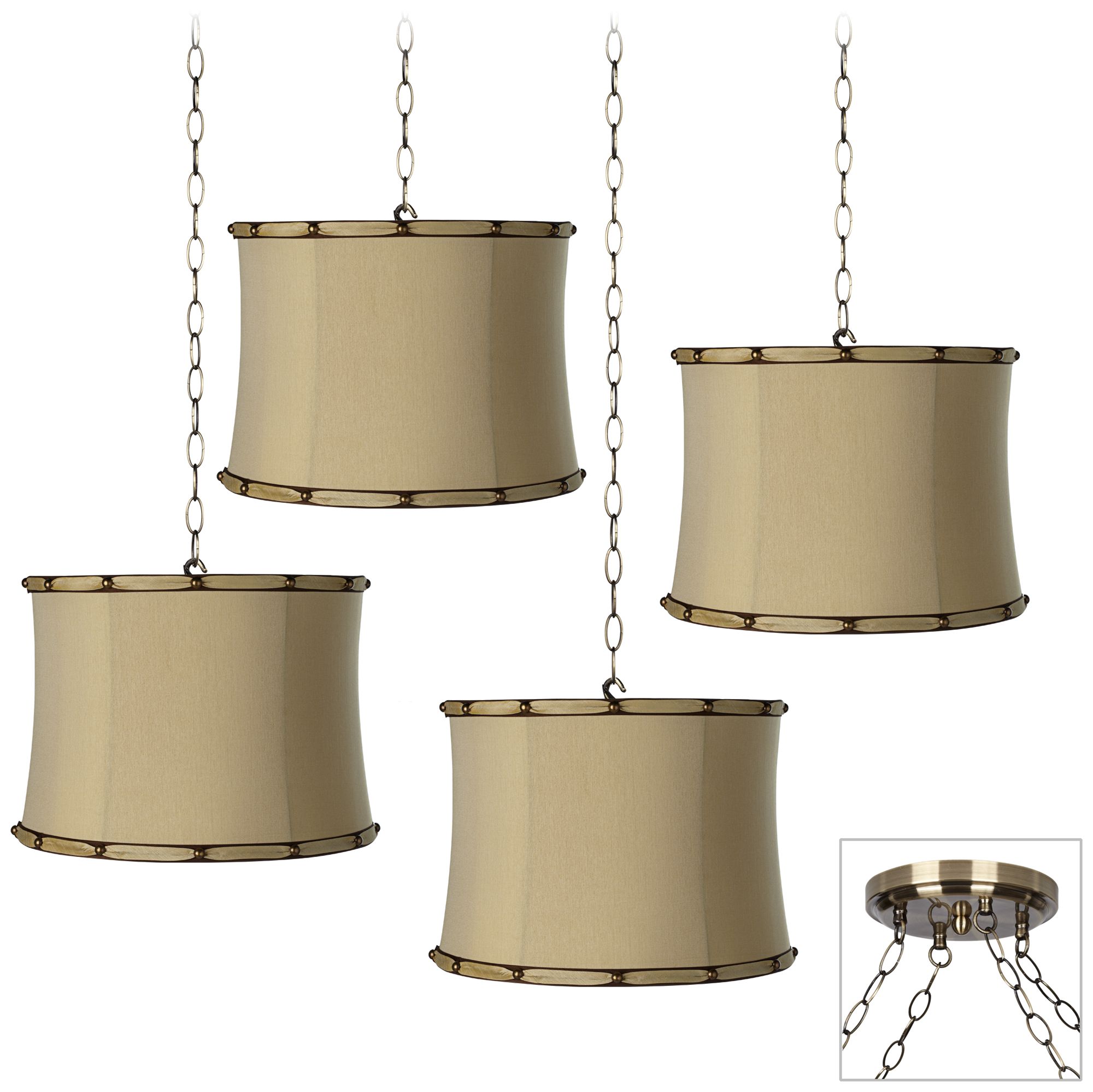 Morell Almond 4-Light Antique Brass Swag Chandelier