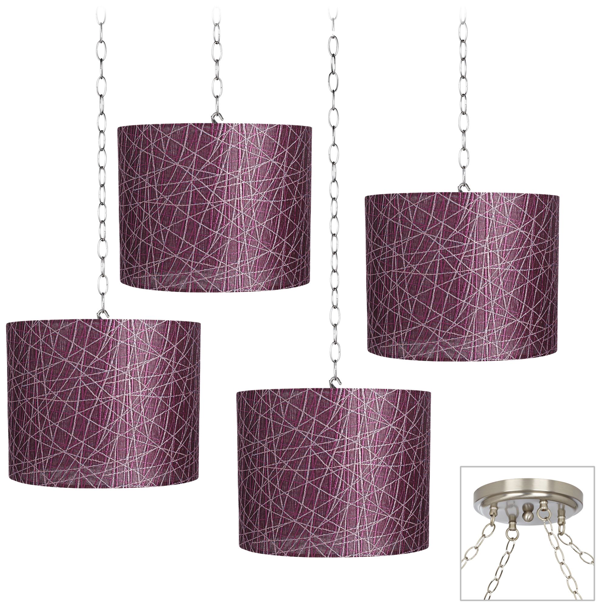 Purple Lines 4-Light Brushed Steel Swag Chandelier