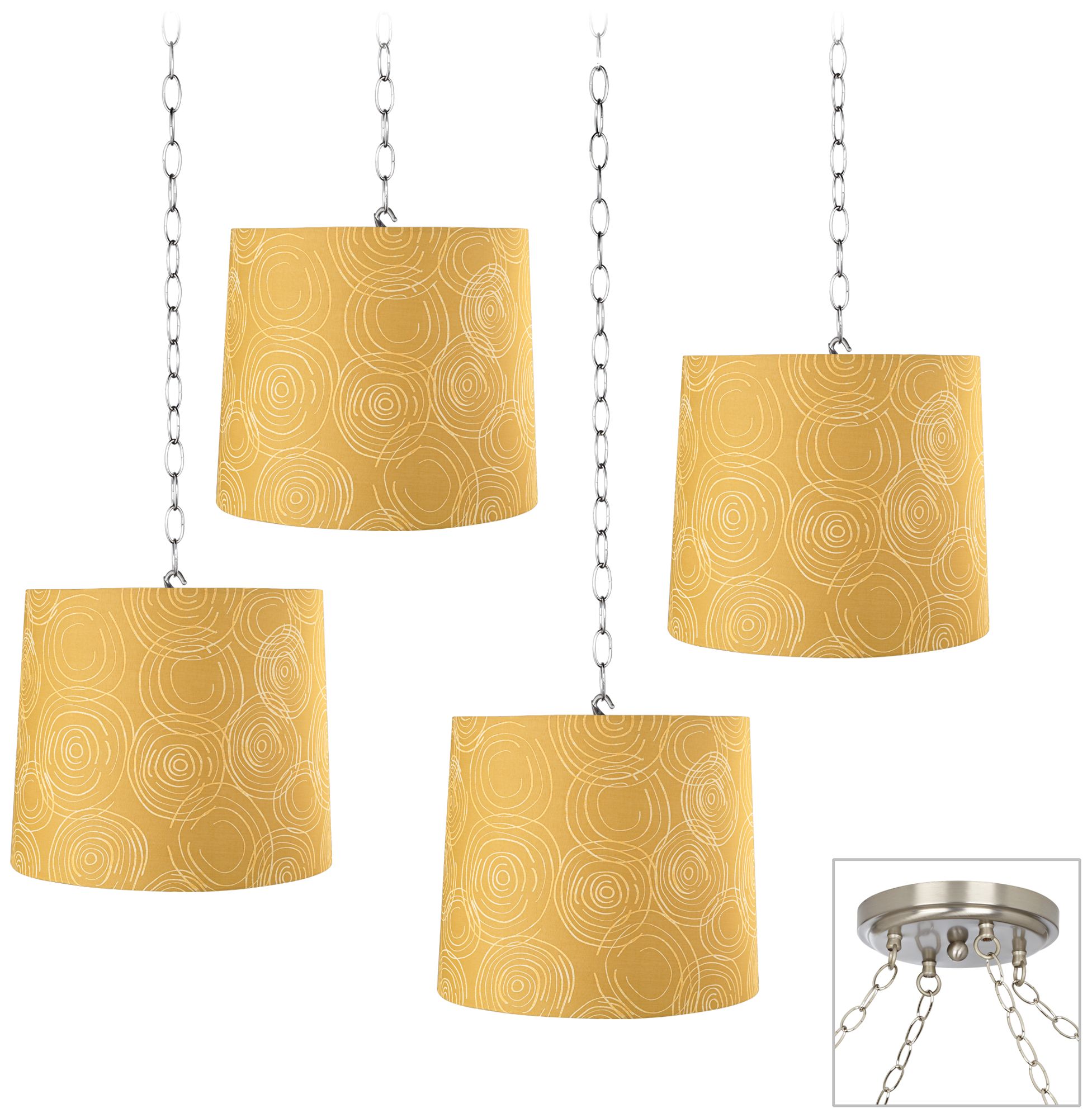 Golden Swirls 4-Light Brushed Steel Swag Chandelier