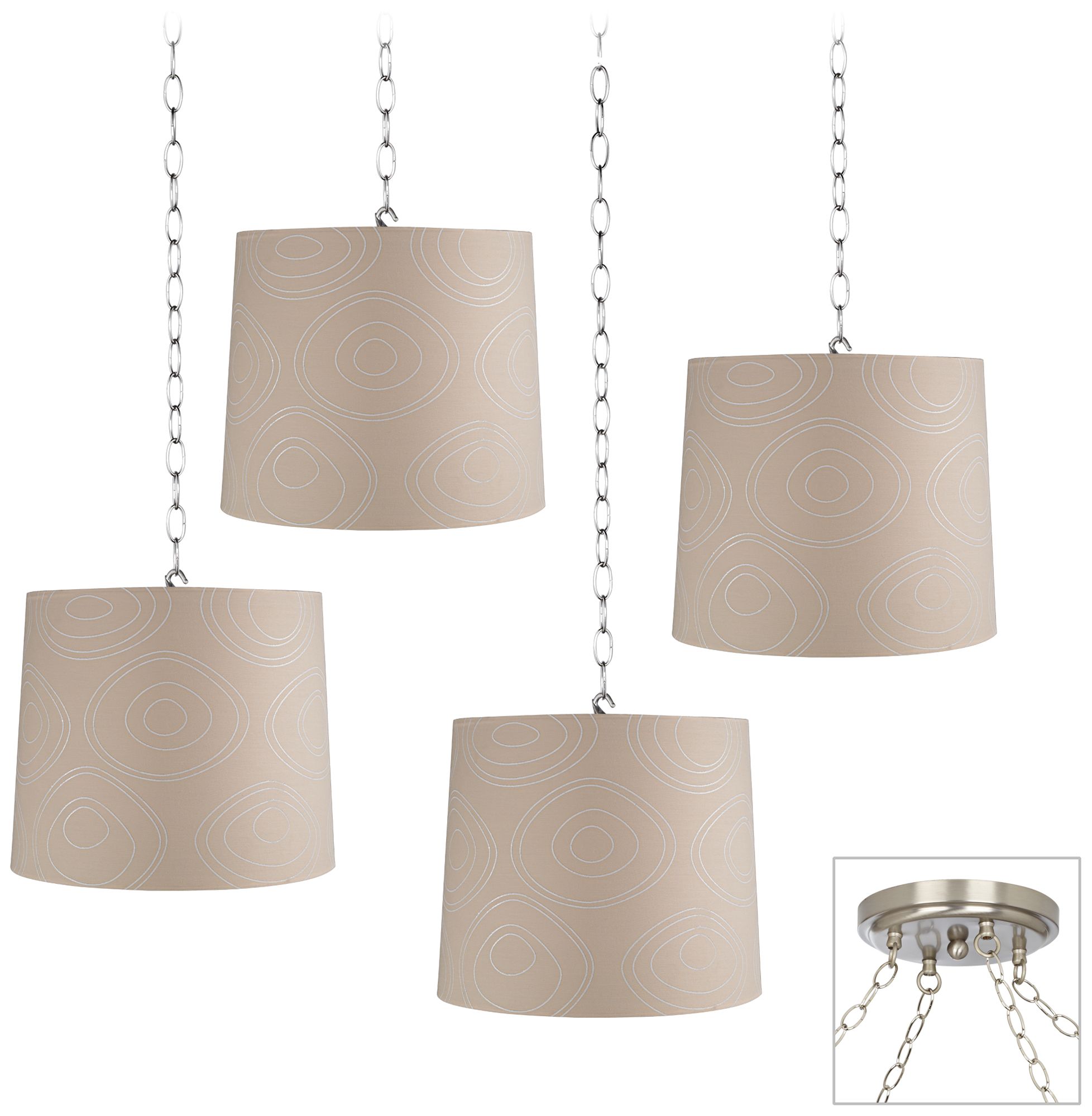 Modern Swirls 4-Light Brushed Steel Swag Chandelier