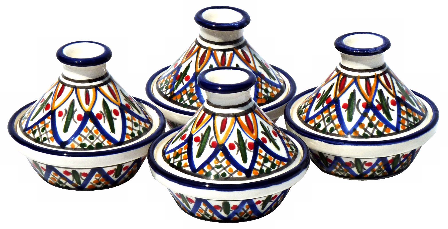 Le Souk Ceramique Set of 4 Tabarka Design Mini Tagines