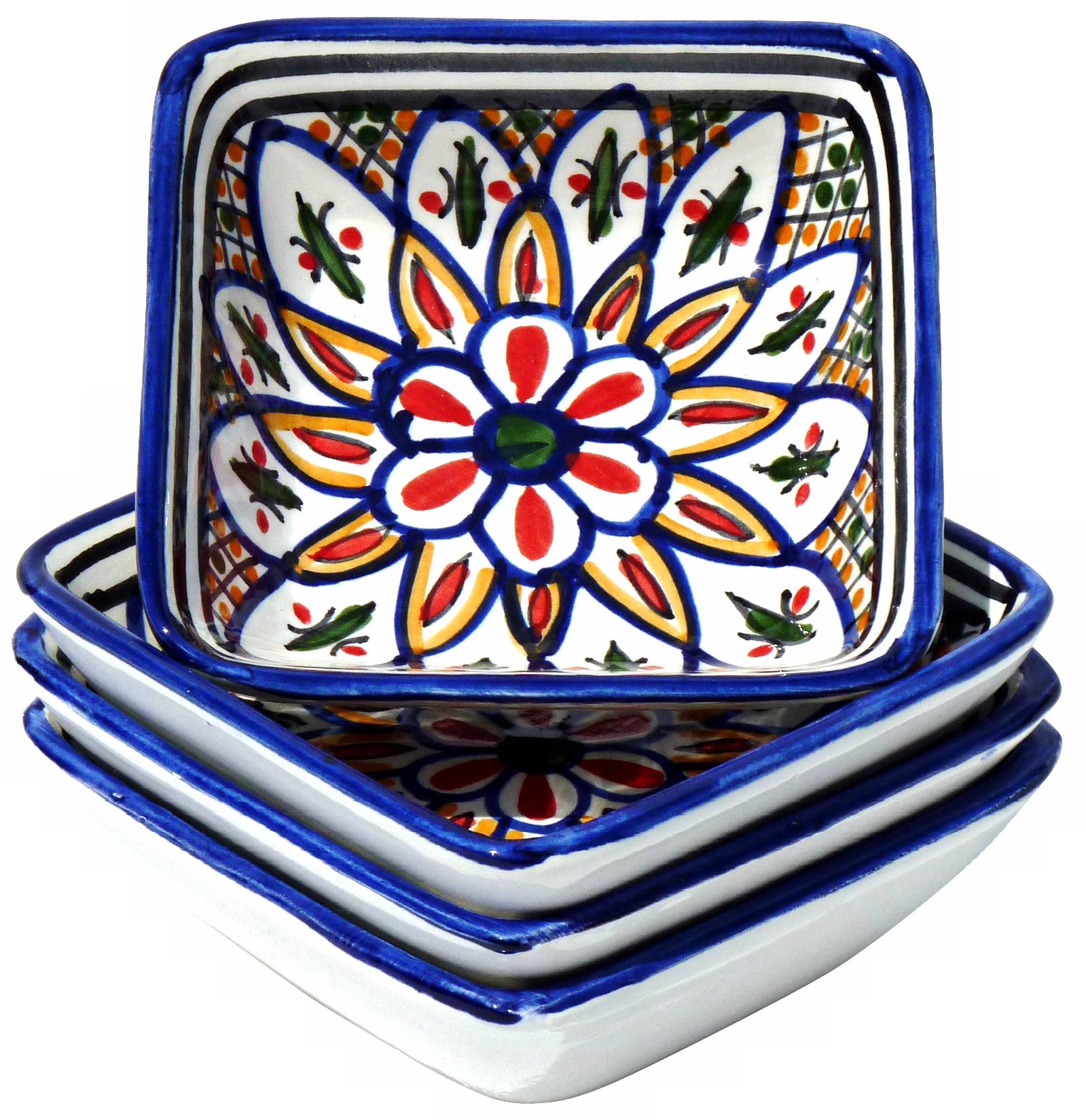 Le Souk Ceramique Set of 4 Tabarka Square Sauce Dishes