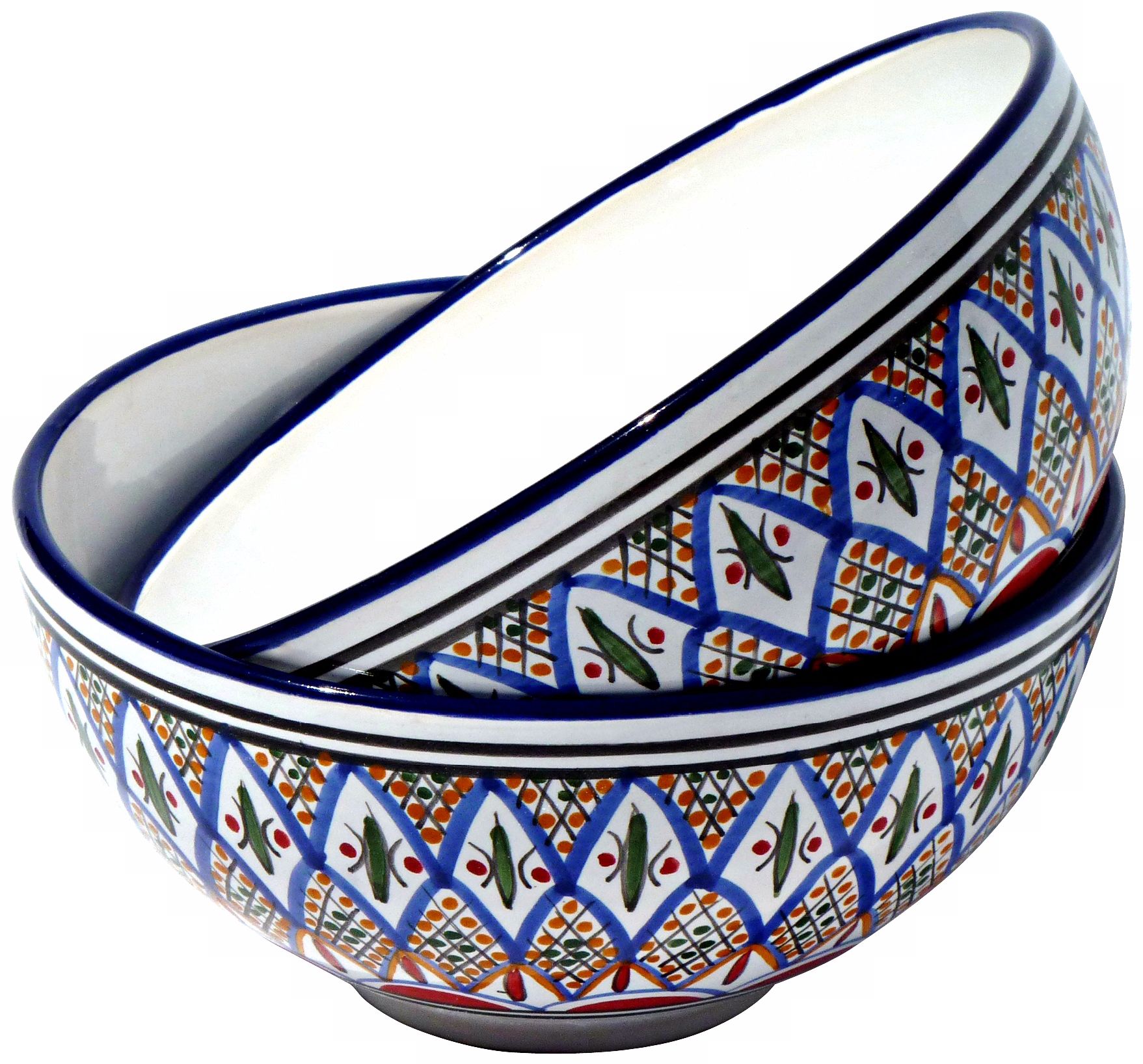 Le Souk Set of 2 Tabarka Design Medium Deep Serve Bowls