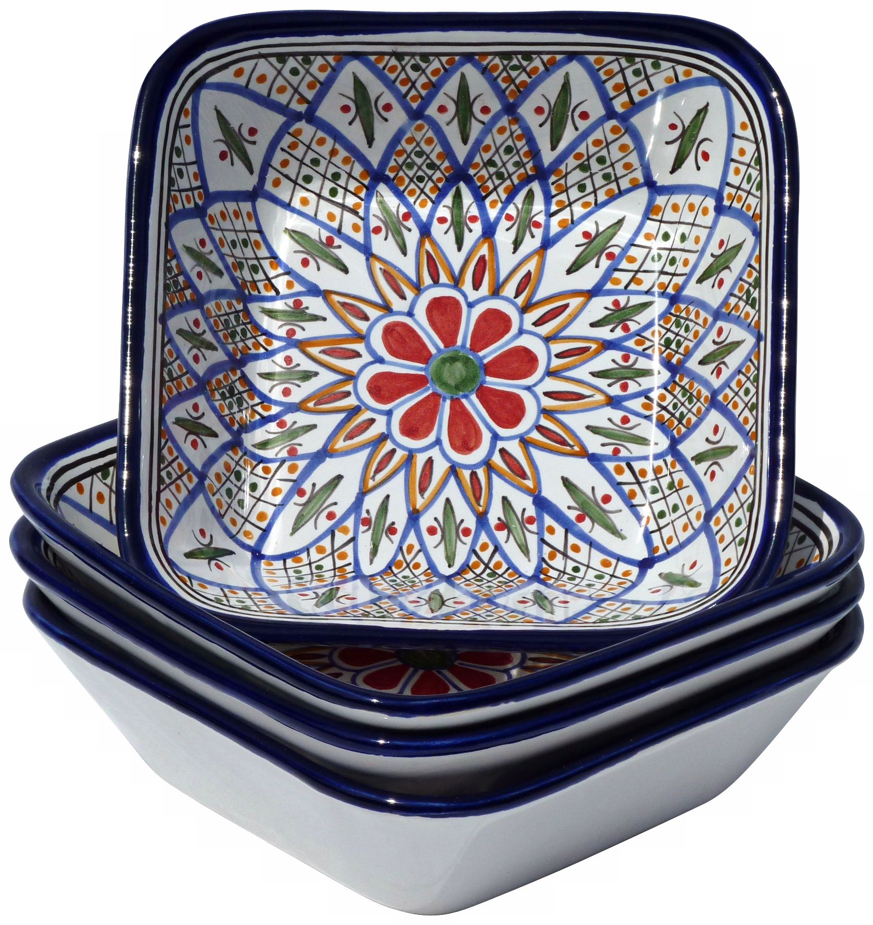 Le Souk Set of 4 Tabarka Design Square Pasta/Salad Bowl