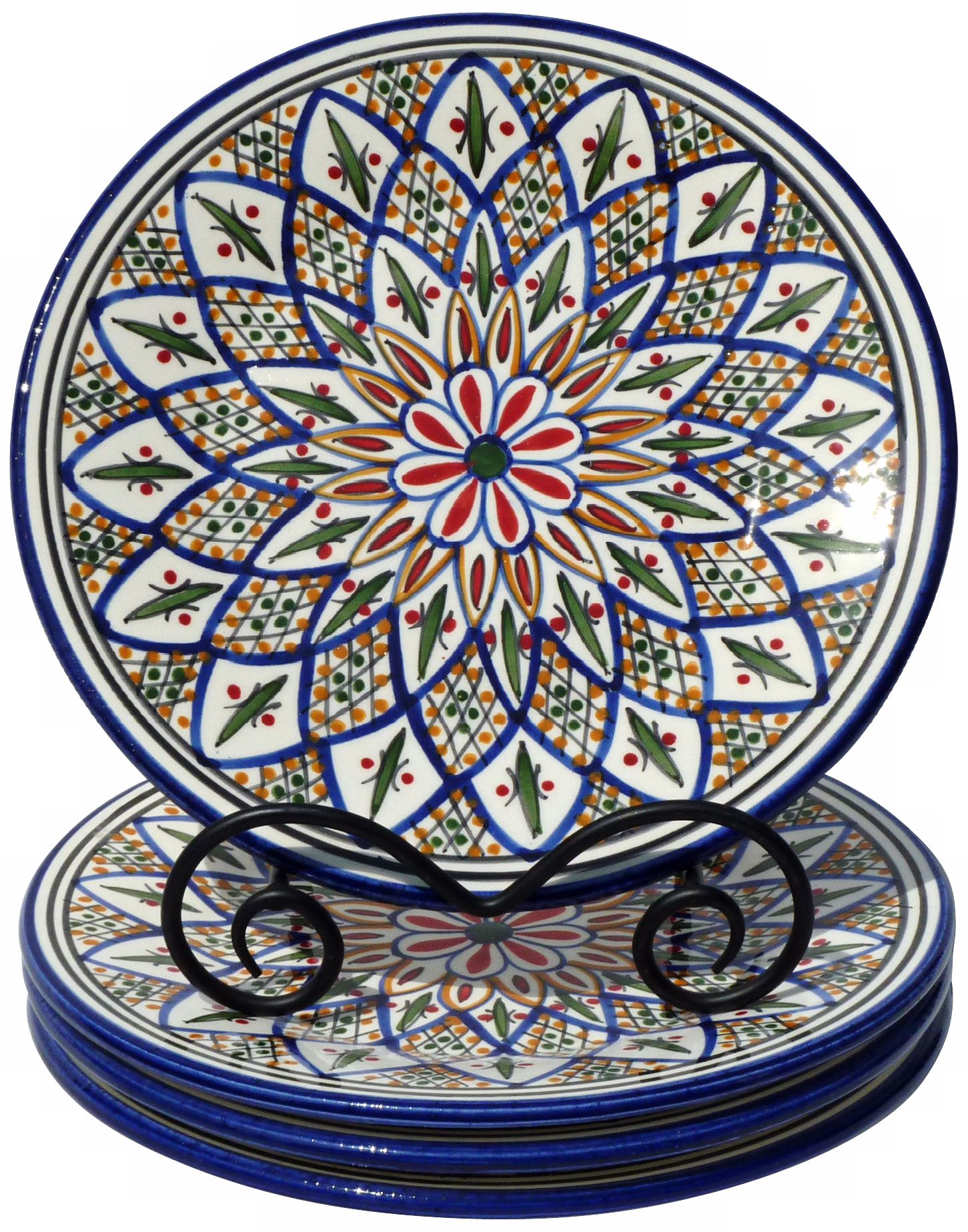 Le Souk Ceramique Set of 4 Tabarka Design Dinner Plates