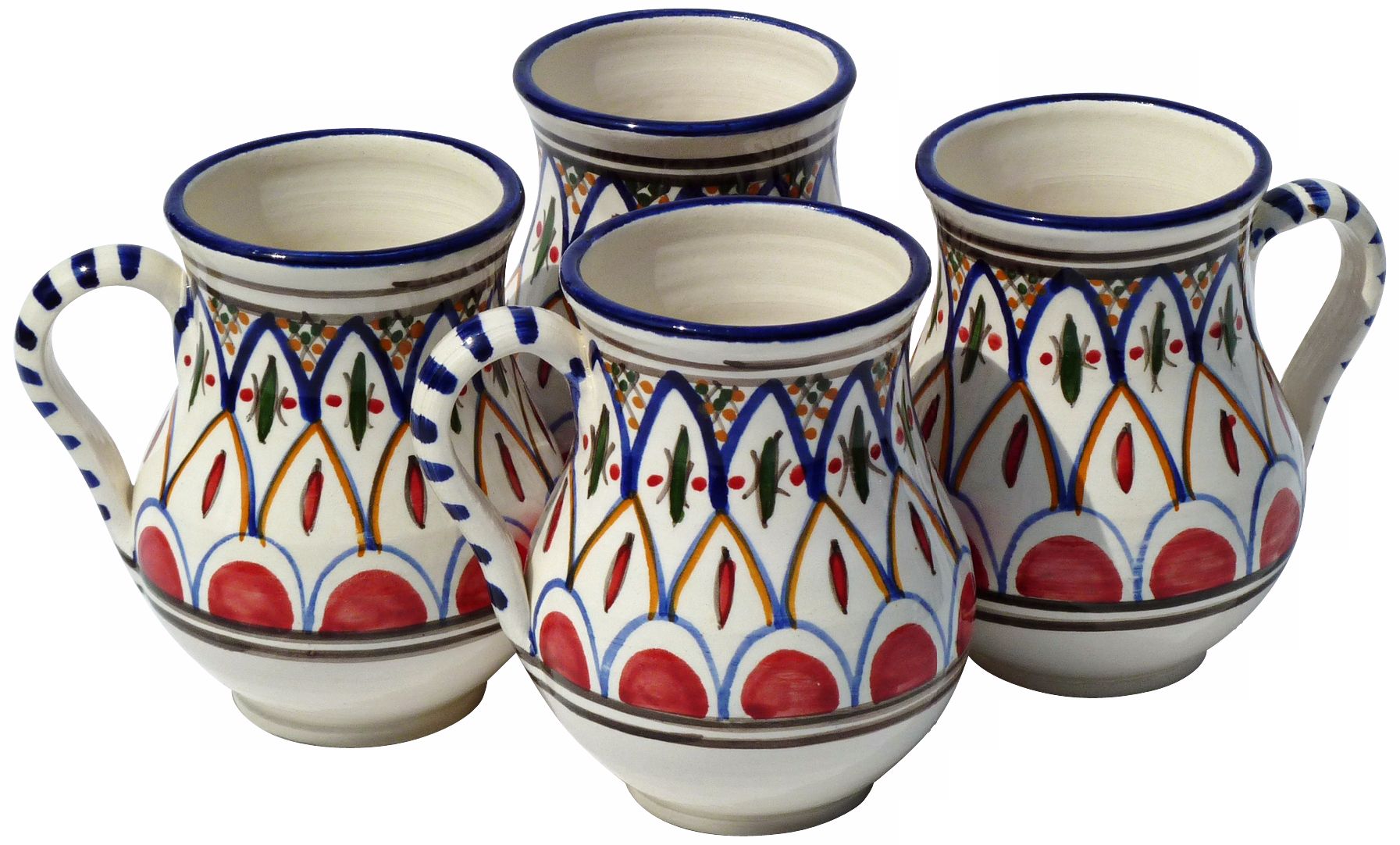 Le Souk Ceramique Set of 4 Tabarka Design Large Mugs