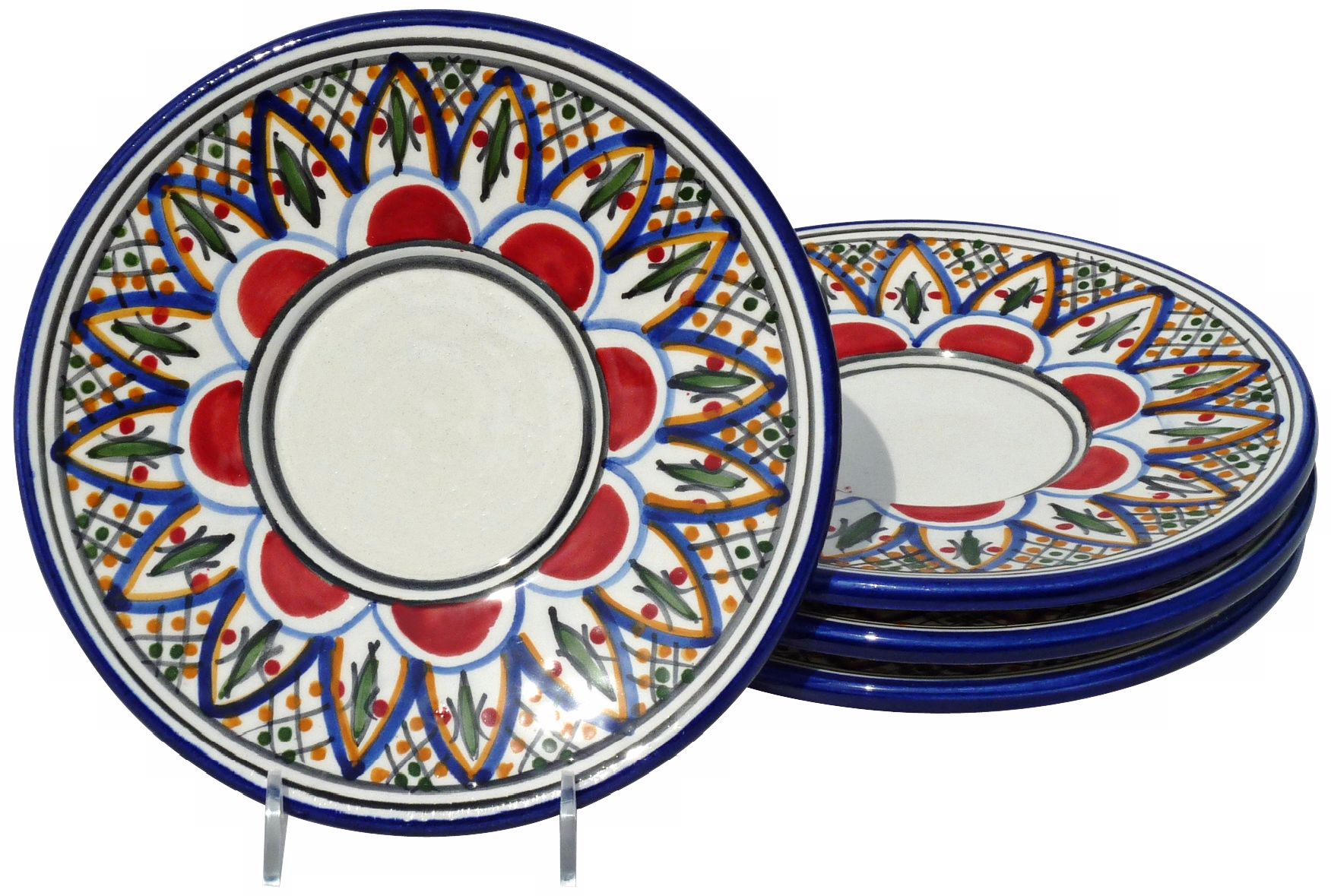 Le Souk Ceramique Set of 4 Tabarka Design Saucers