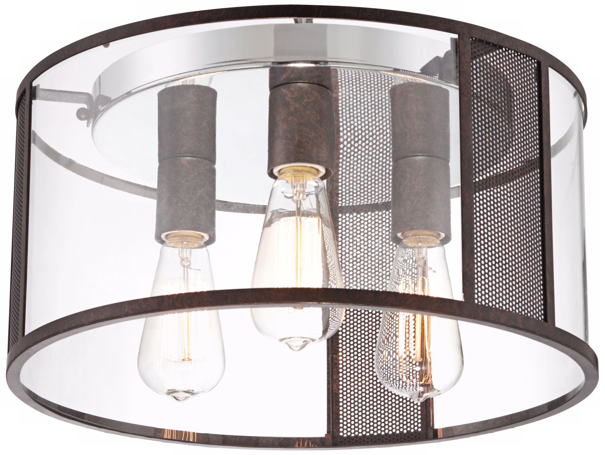 Senna Bronze Lattice 16" Wide Glass Ceiling Light