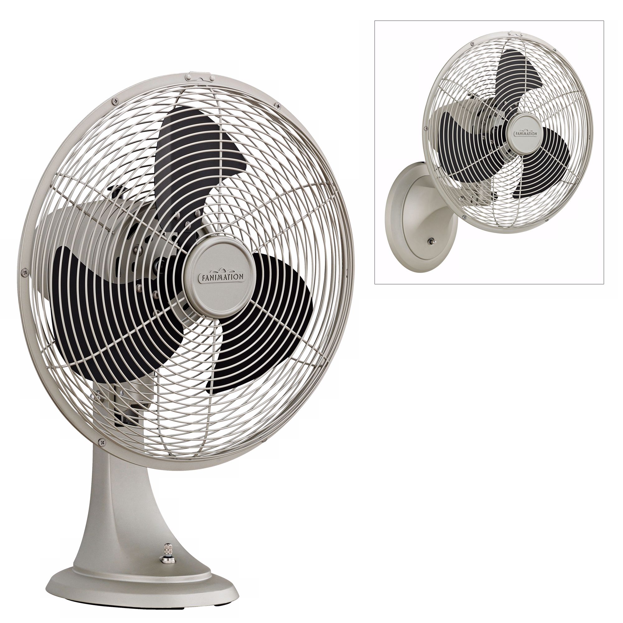 14 1/2"  Wide Satin Nickel Portbrook Wall or Table Fan