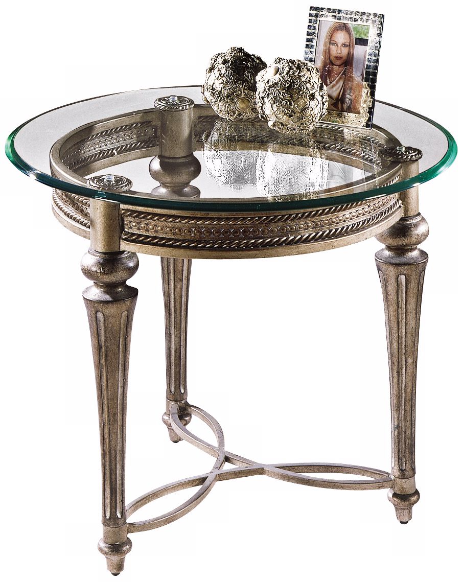 Galloway Brush Pewter Round End Table