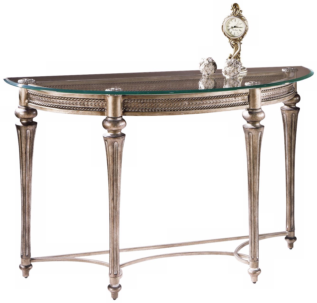 Galloway Brushed Pewter Demilune Sofa Table