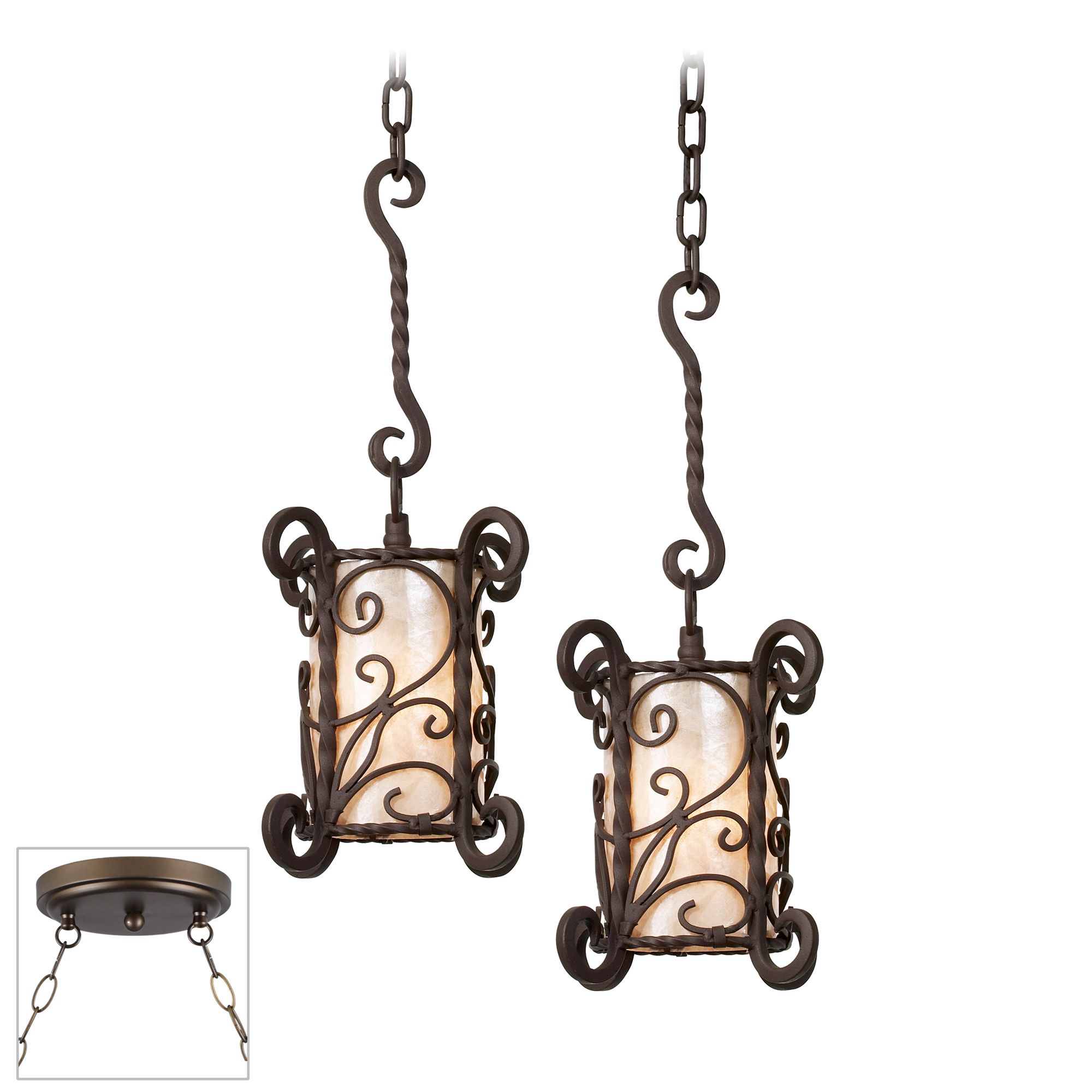 Natural Mica Bronze Double Swag Chandelier