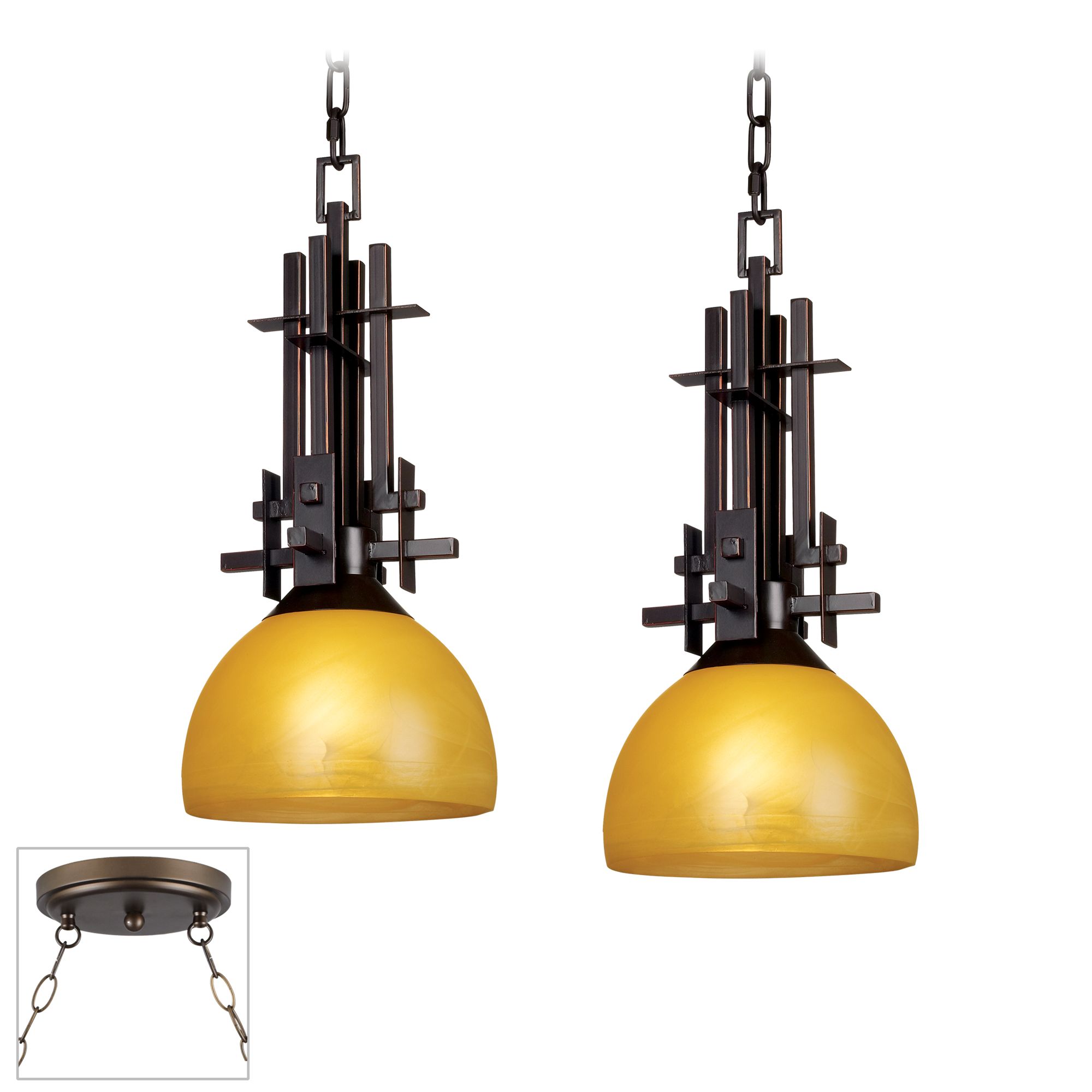 Metro Bronze Double Swag Chandelier