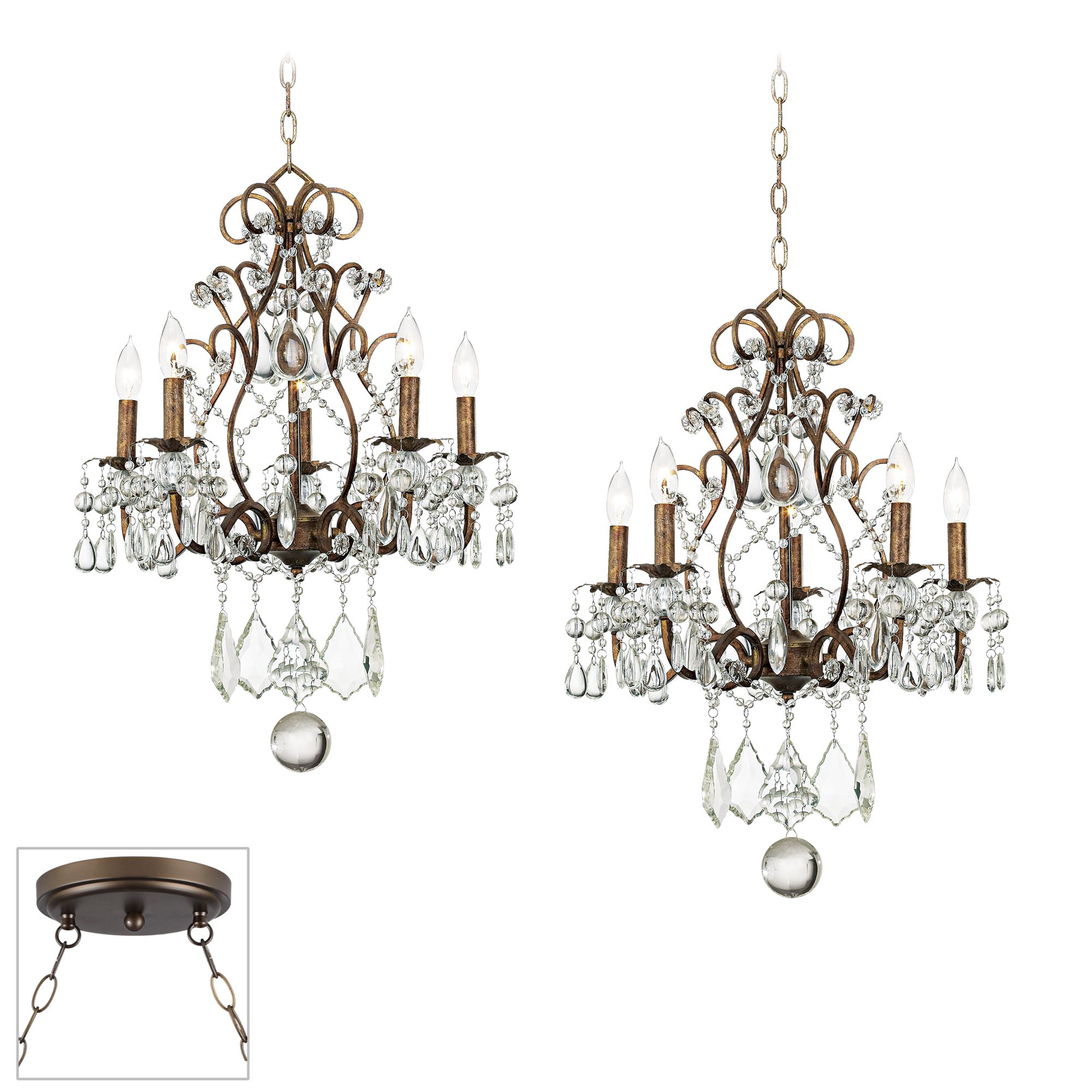 Jolie Crystal Bronze Double Swag Chandelier