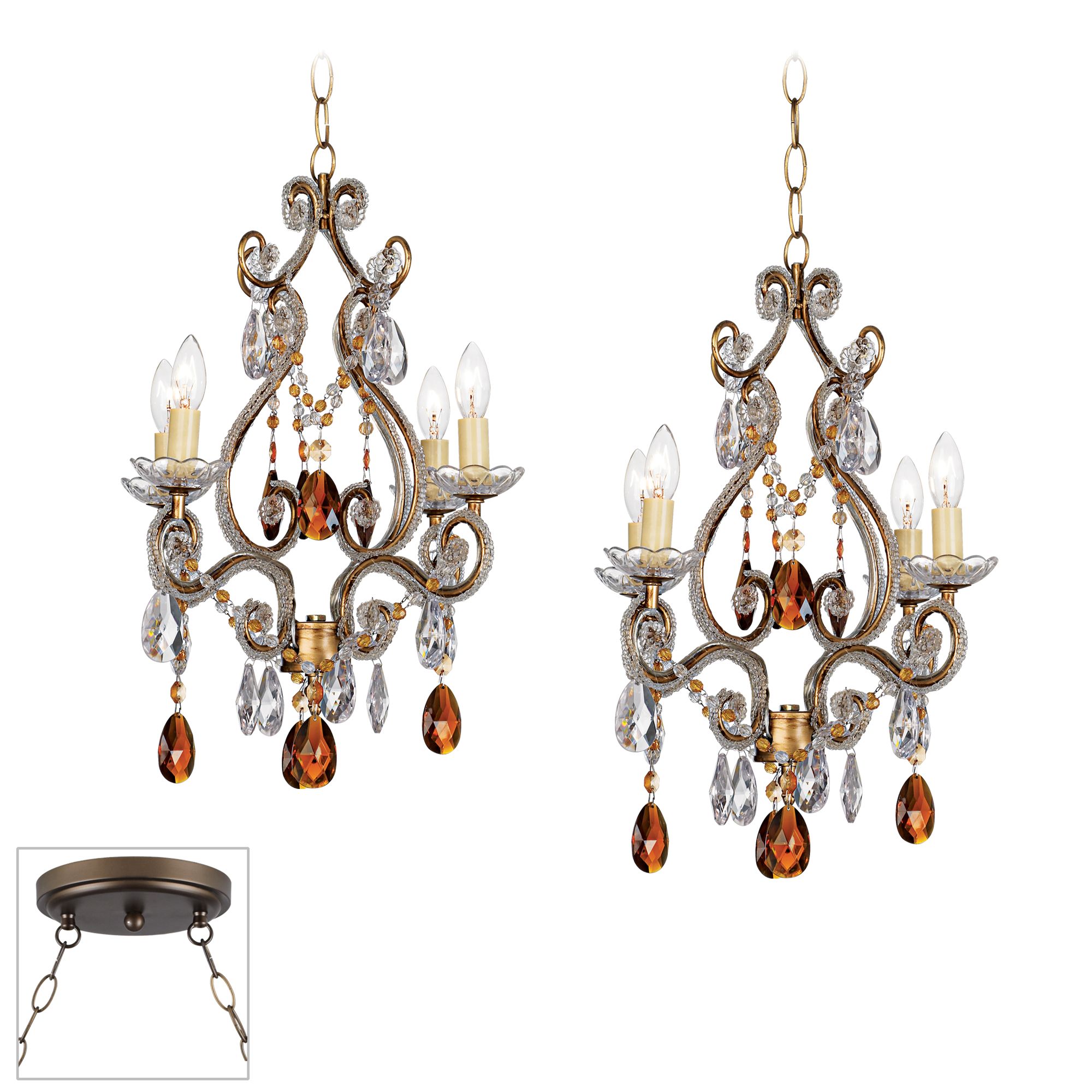 Leila Gold and Bronze Double Swag Chandelier