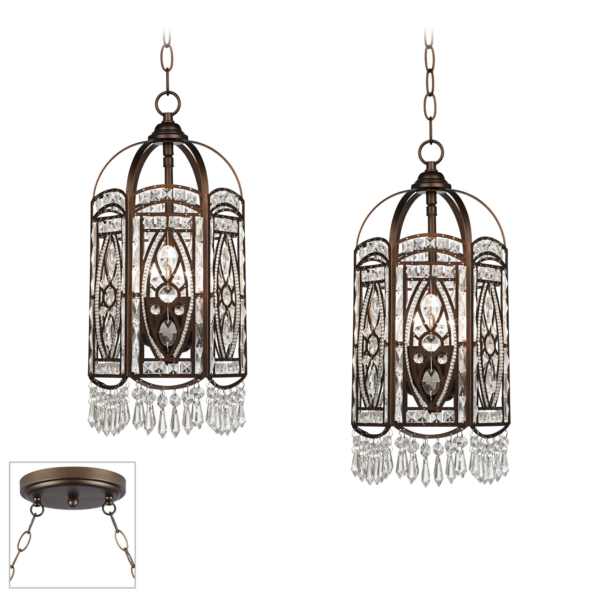 Antique Gold with Crystal Bronze Double Swag Chandelier