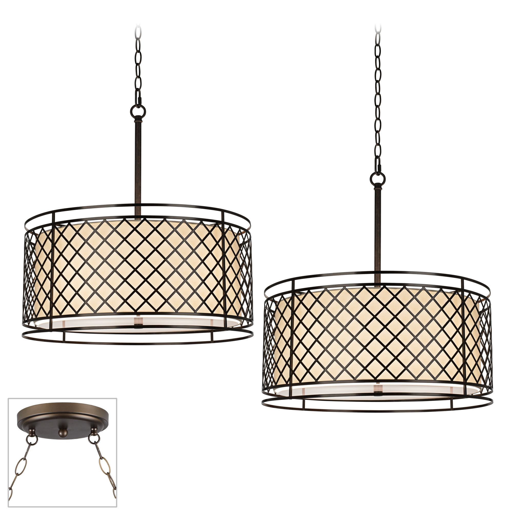 Metal Lattice Bronze Double Swag Chandelier