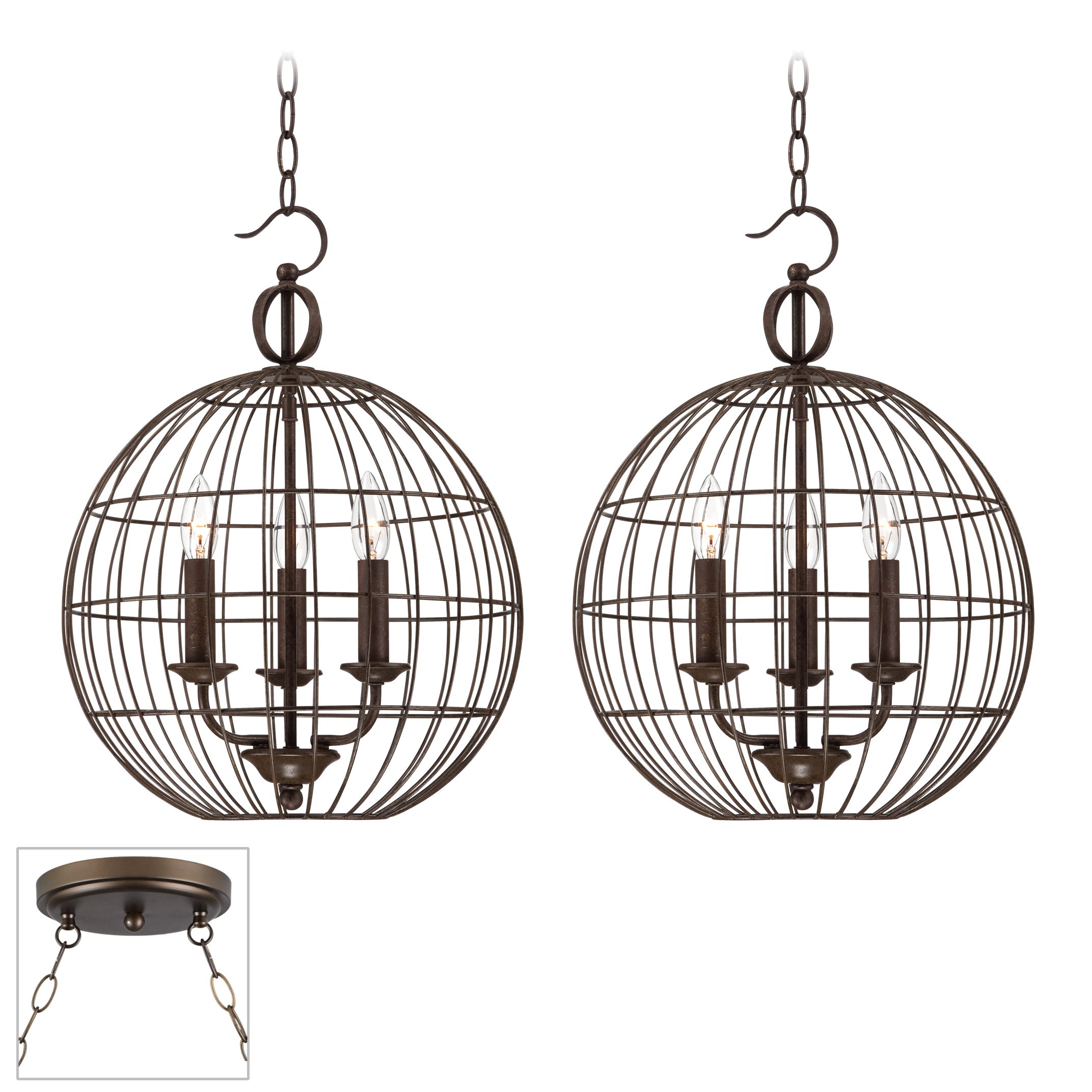 Industrial Candelabra Bronze Double Swag Chandelier