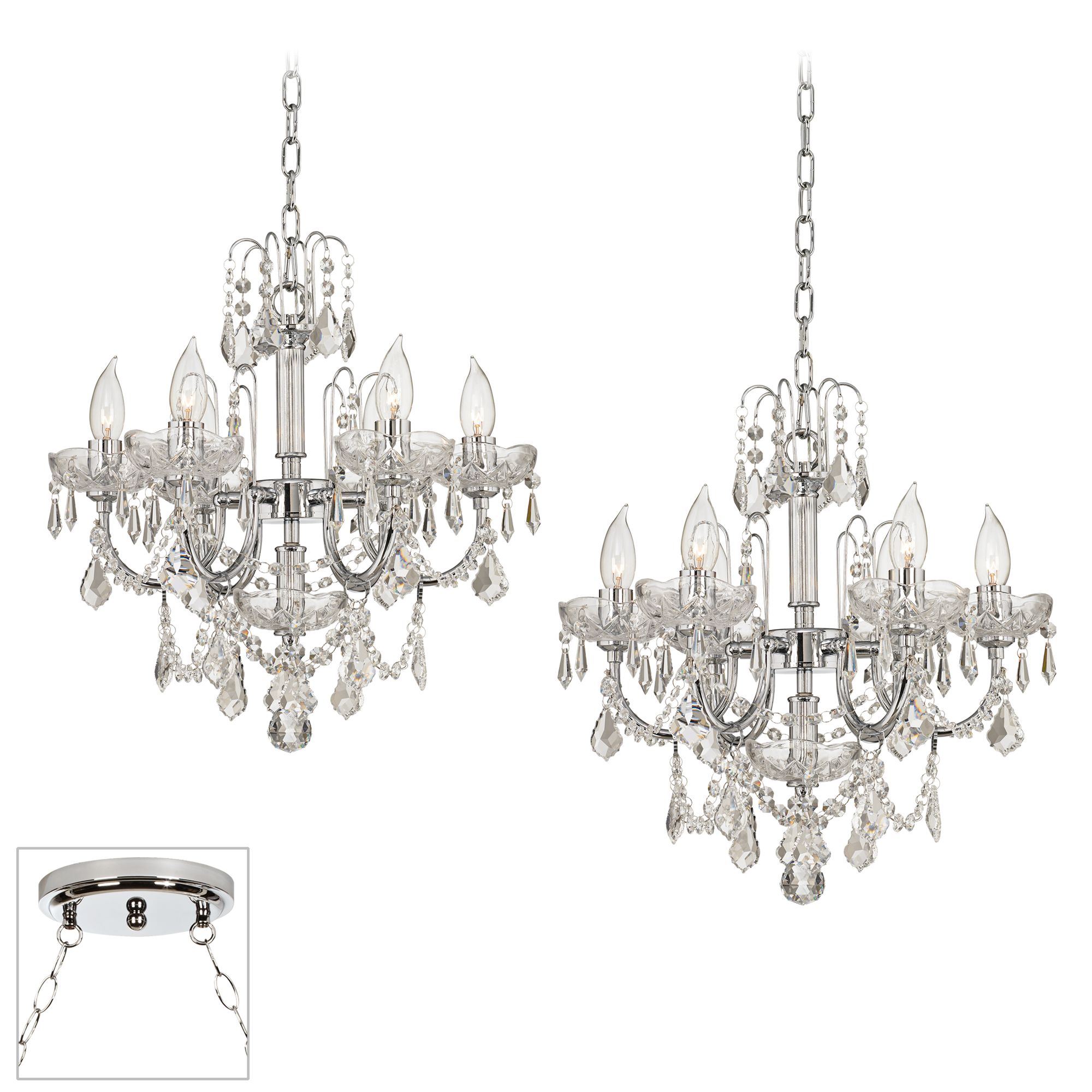Clear Crystal Chrome Double Swag Chandelier